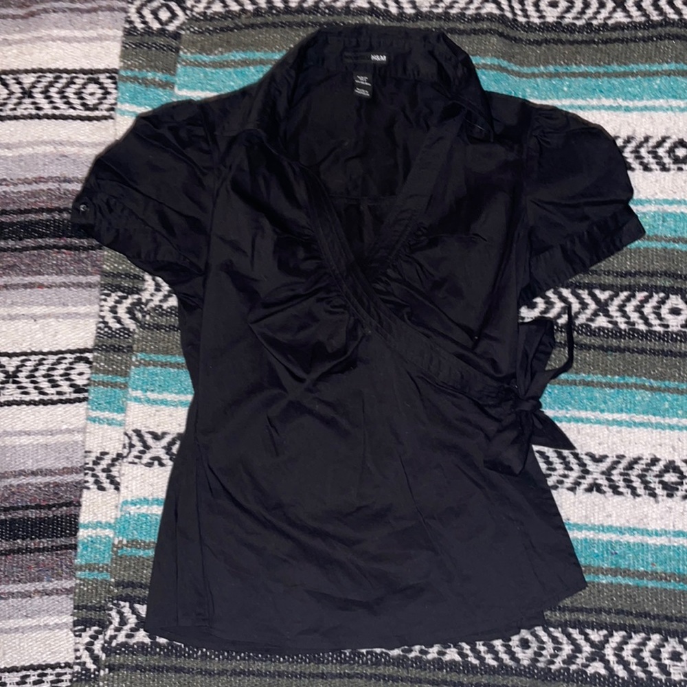 BLACK H&M WRAP BLOUSE